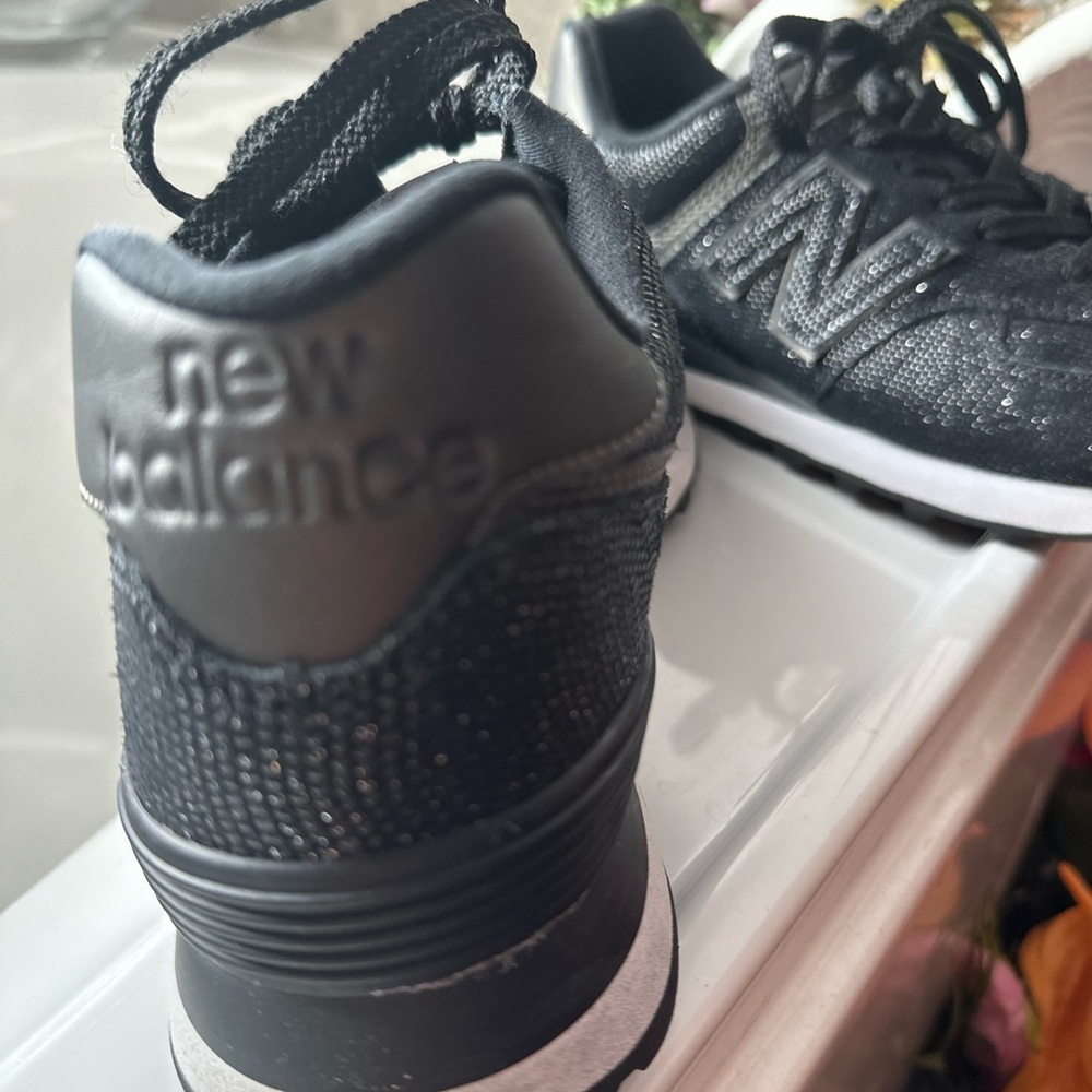 New Balance 574 Black Sparkle Sneakers Sz 9